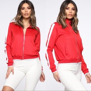 FASHION NOVA Red Track Jacket